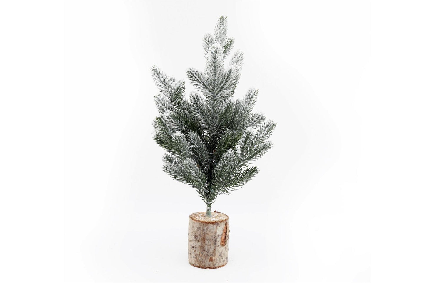 Small Frosted Christmas Tree In Log