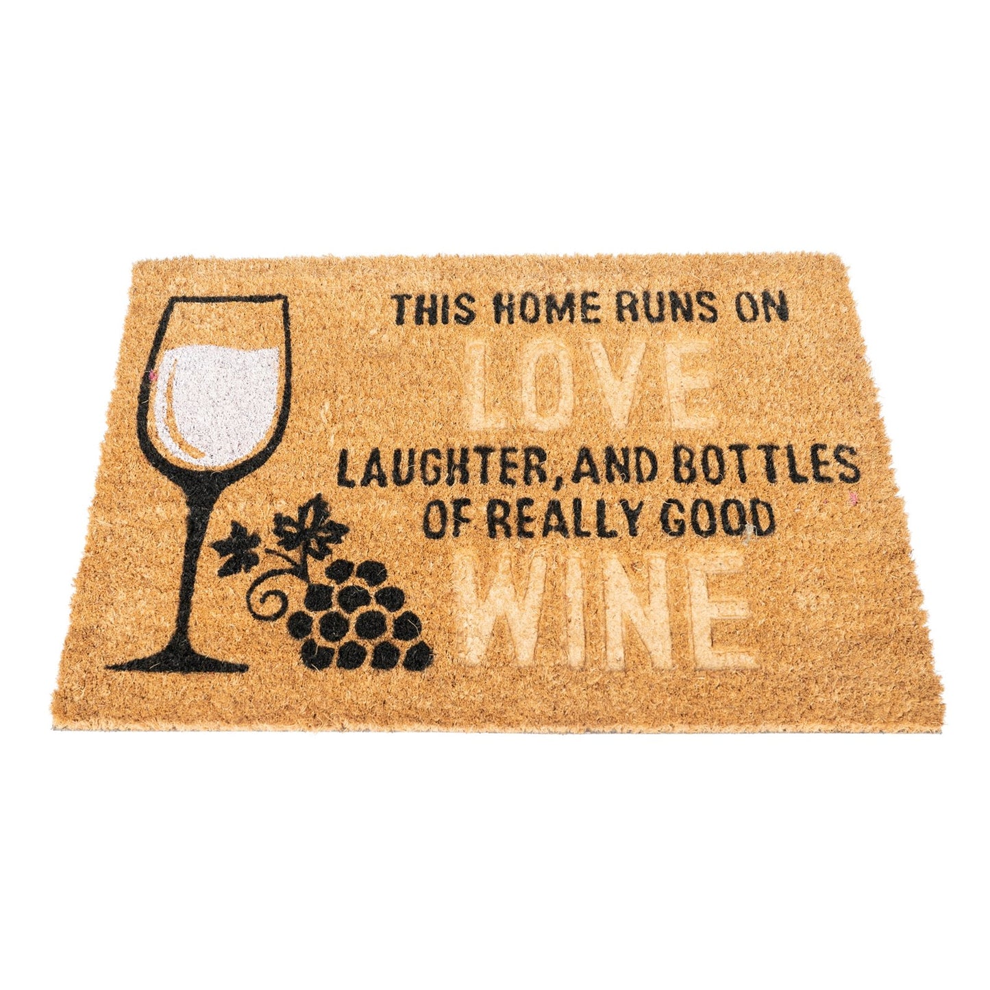 Coir Doormat with Wine Glass & Love