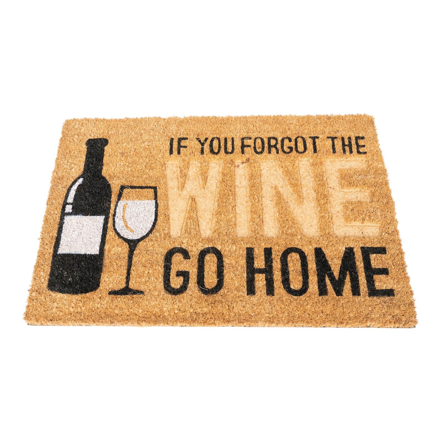 Coir Doormat with Wine Bottle & Glass