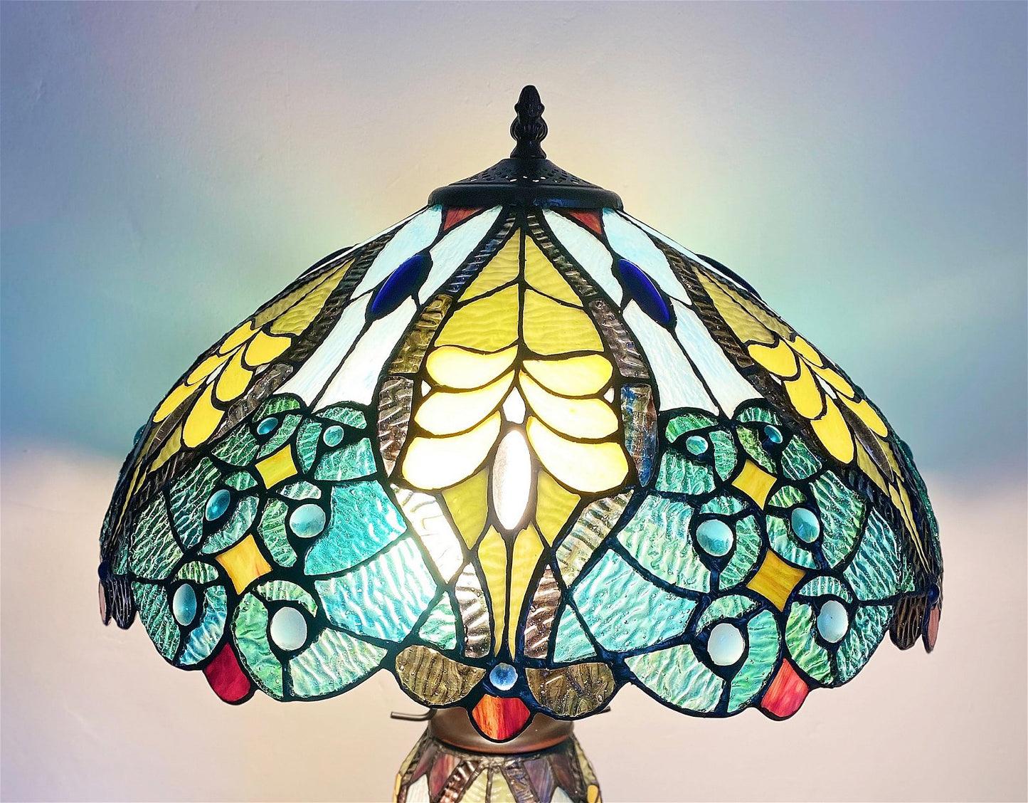 Green & Yellow Double Tiffany Lamp 68cm