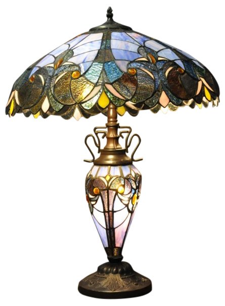 Double Tiffany Lamp in Blue Design, 68cm