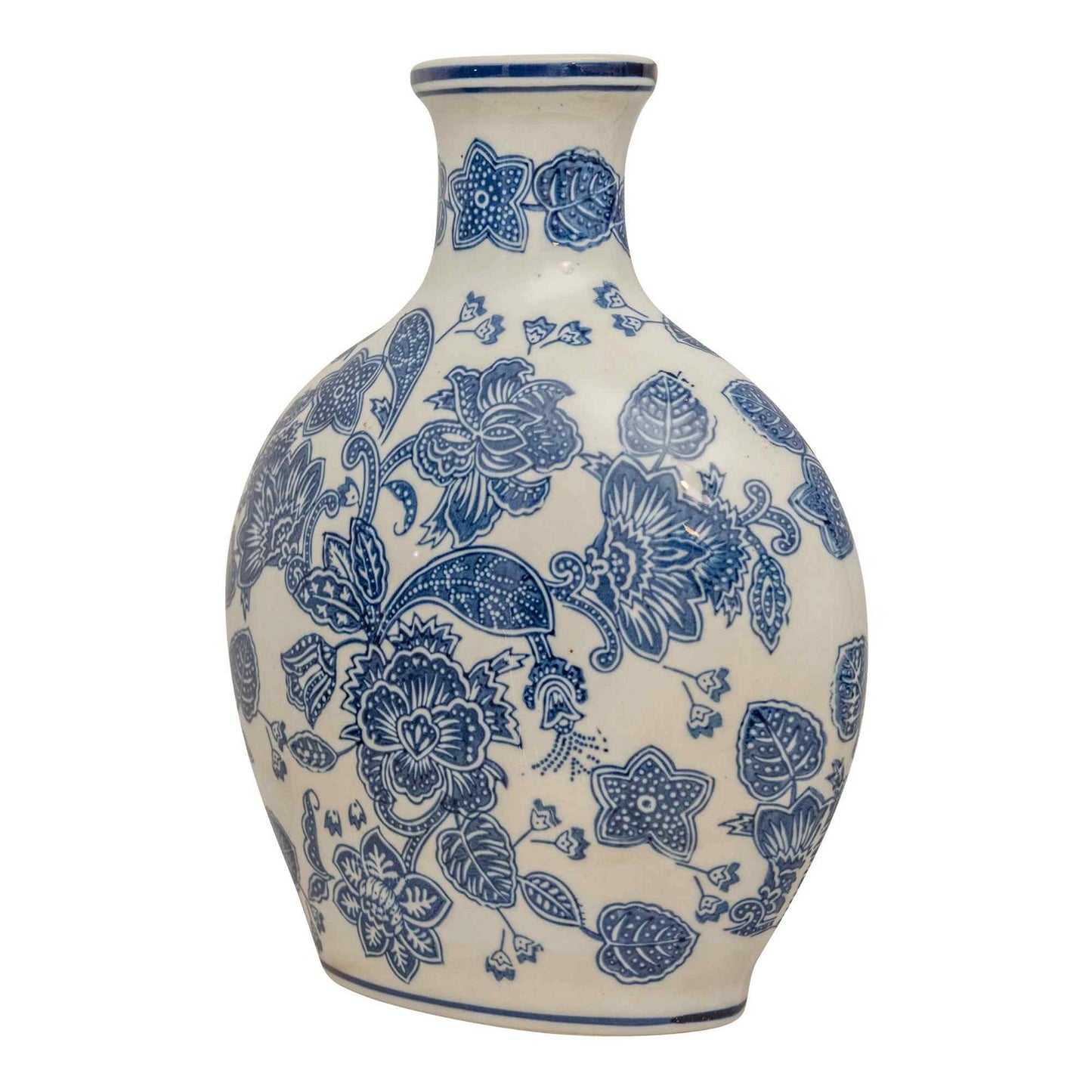 Anemone Blue & White Bottle Vase, 31cm