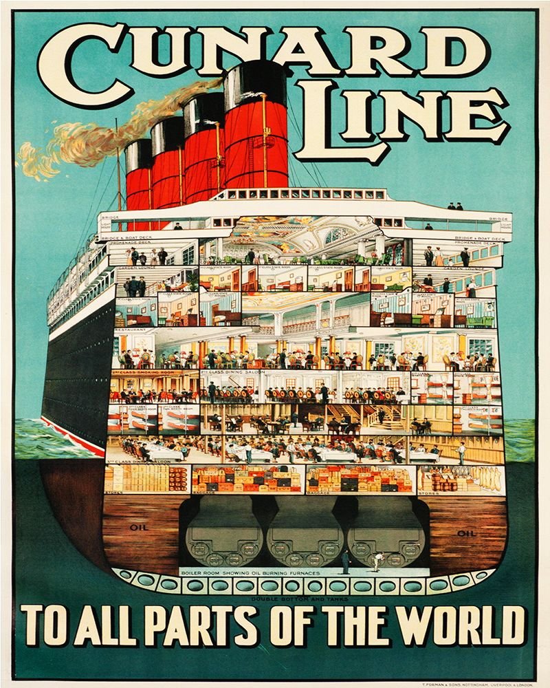 Vintage Metal Sign - Retro Advertising - Cunard Line