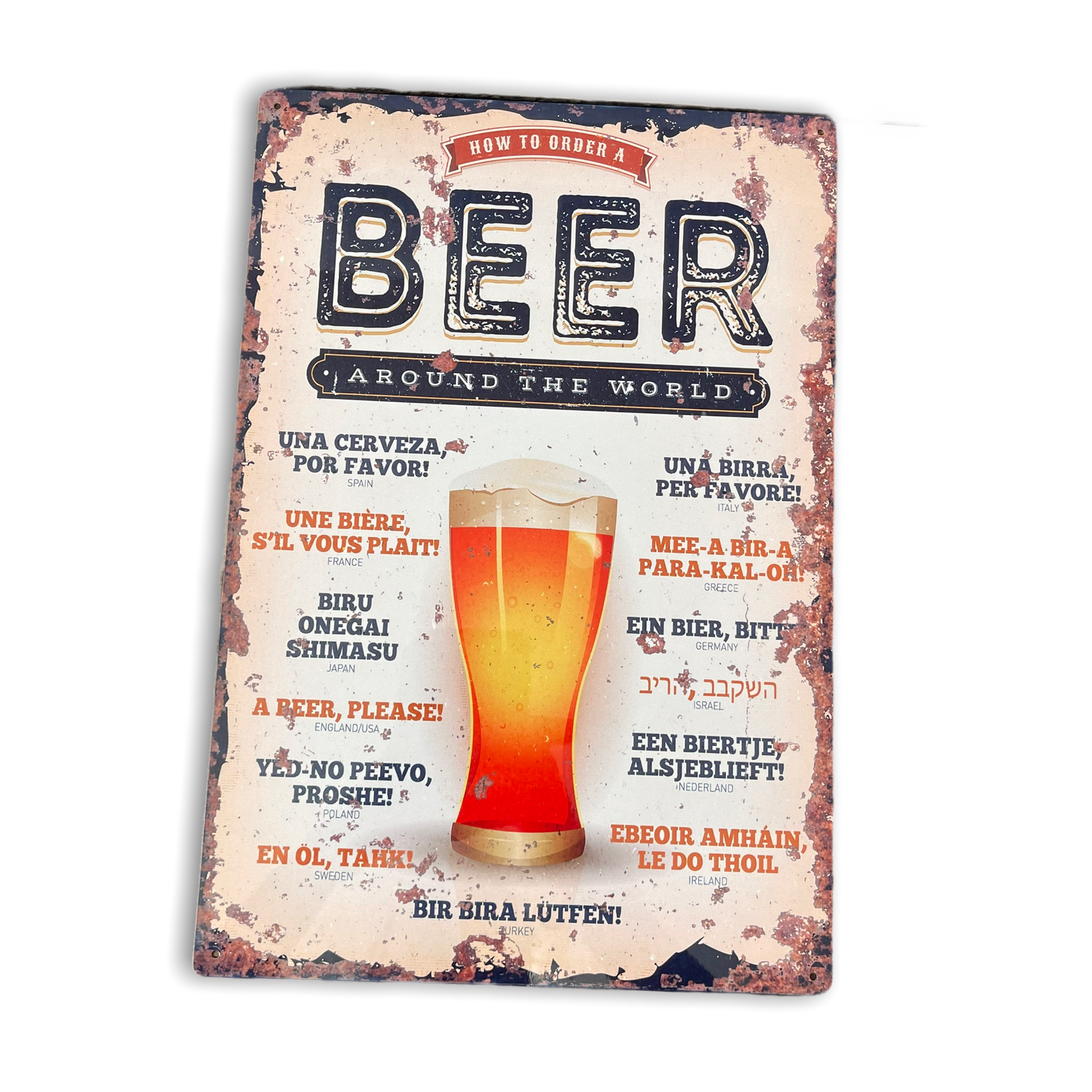 Vintage Metal Sign - How To Order A Beer Around The World