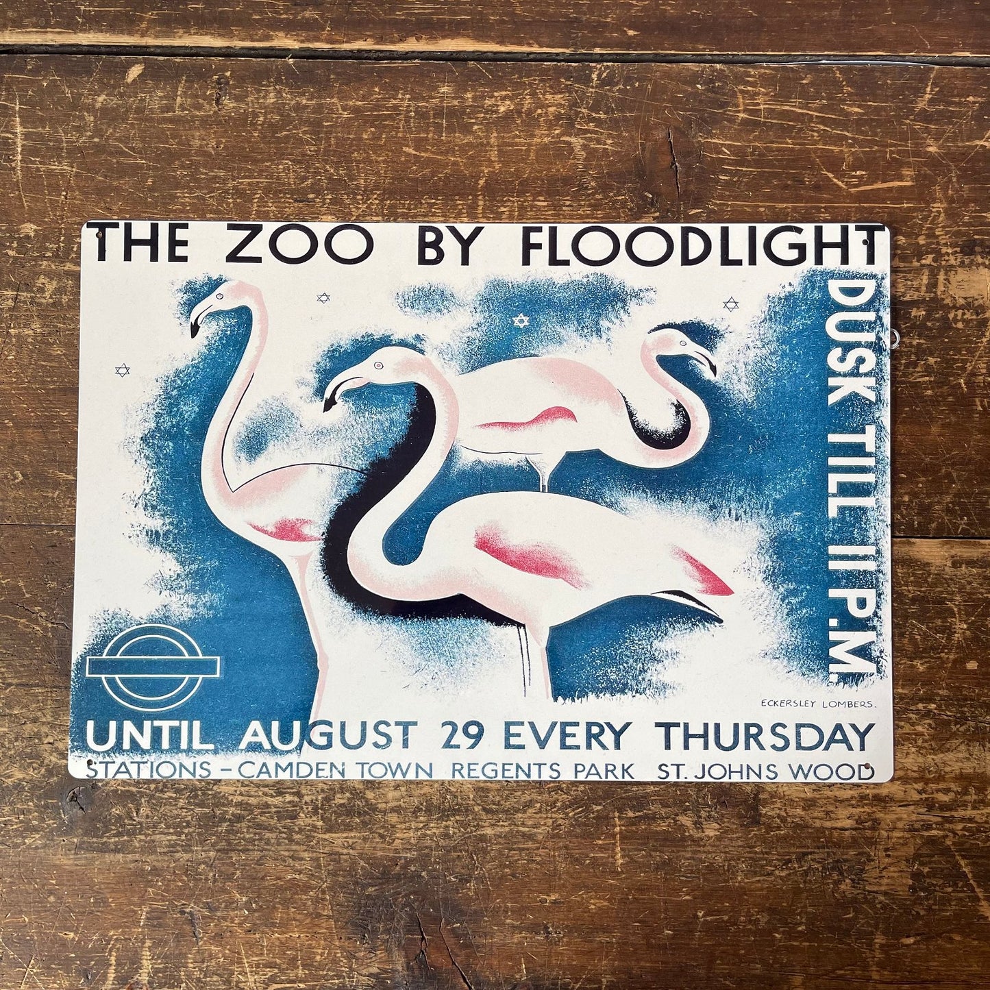 Vintage Metal Sign - London Underground, Visit The Zoo