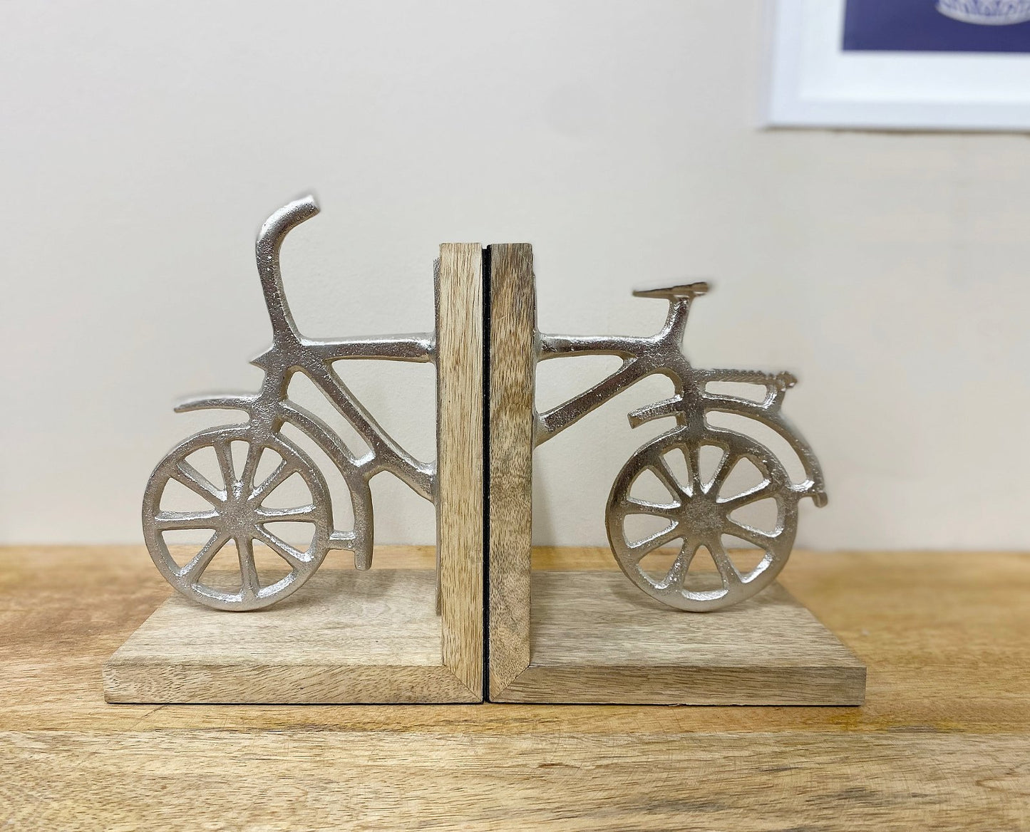 Aluminium Bicycle Wooden Bookends, 680 grams