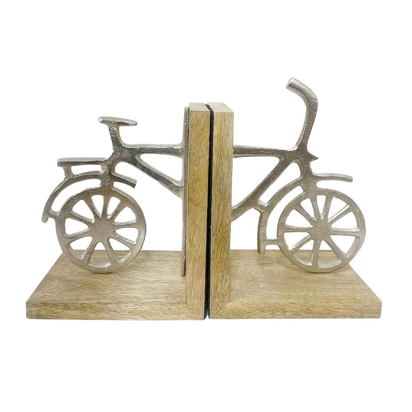 Aluminium Bicycle Wooden Bookends, 680 grams