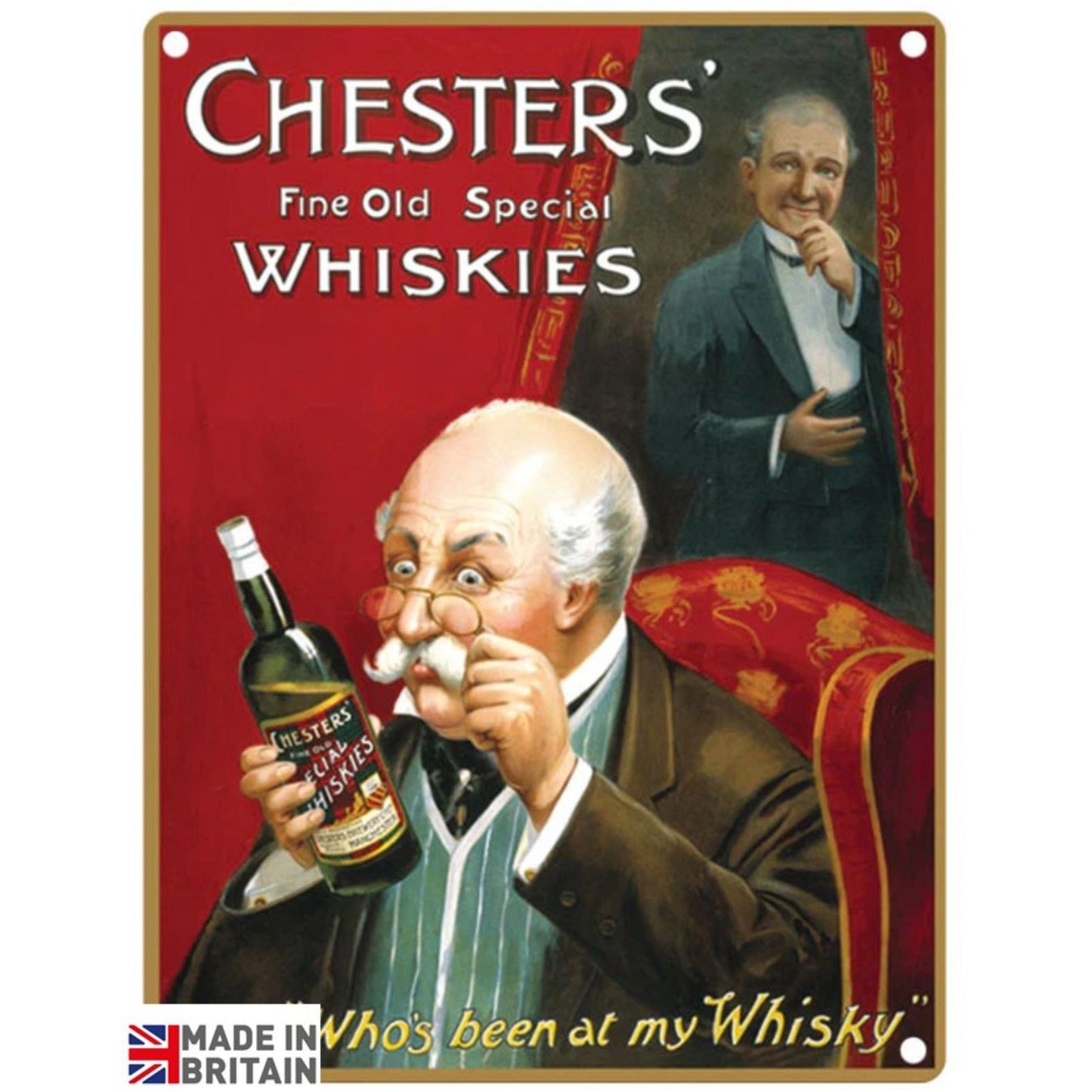 Small Metal Sign 45 x 37.5cm Vintage Retro Chesters' Whiskey