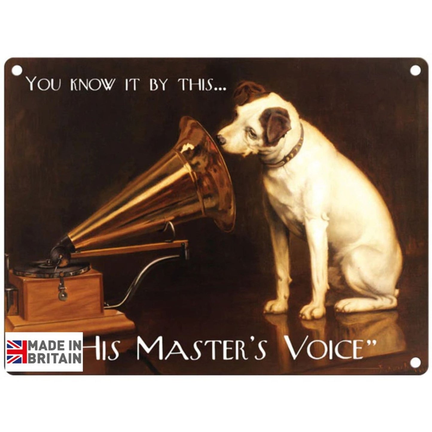 Small Metal Sign 45 x 37.5cm Vintage Retro His Master's Voice