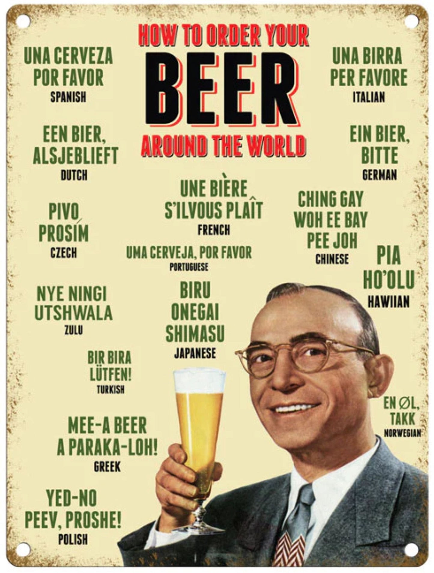 Large Metal Sign 60 x 49.5cm Beer How to Order your Beer