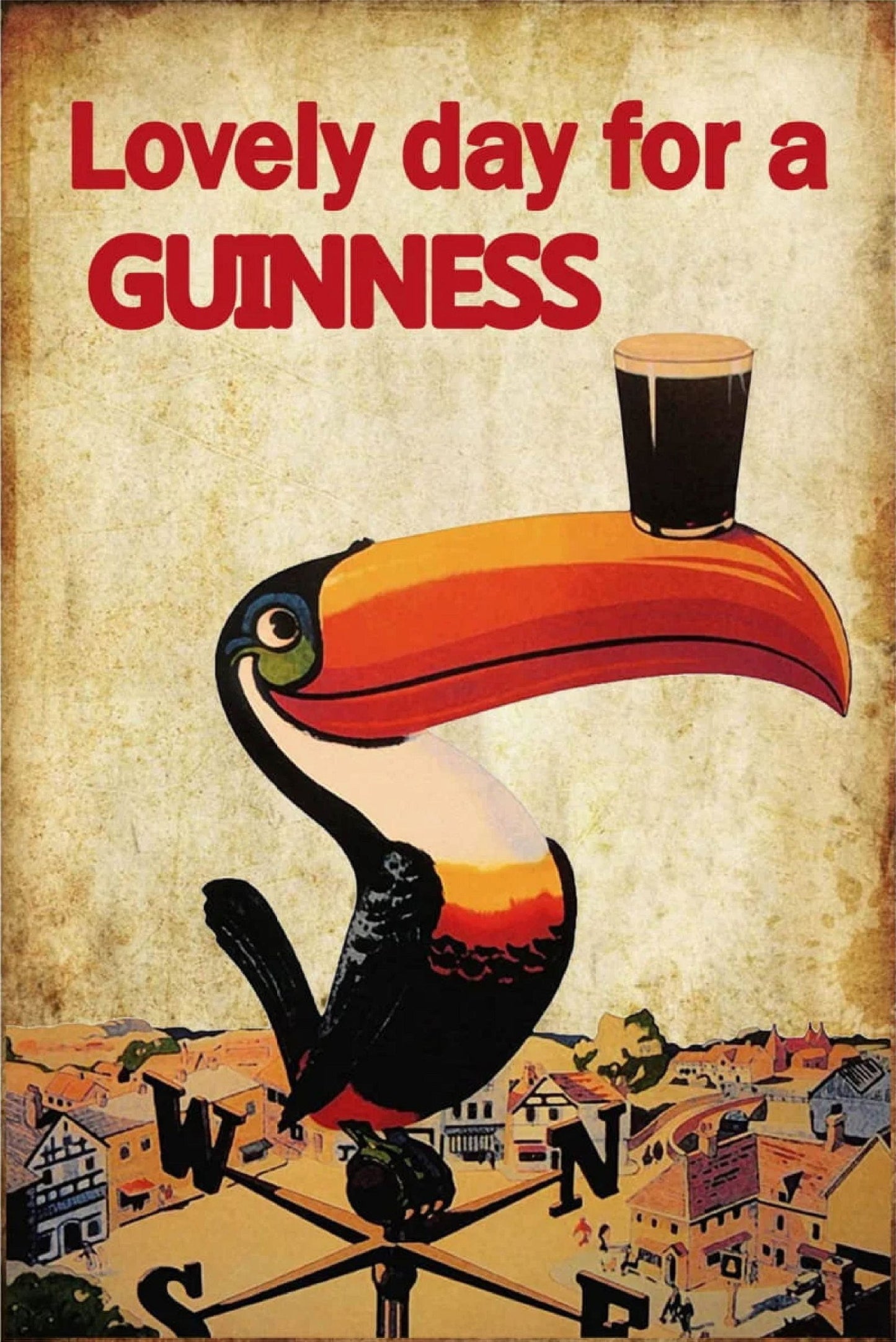 Small Metal Sign 45 x 37.5cm Beer Guinness Bird