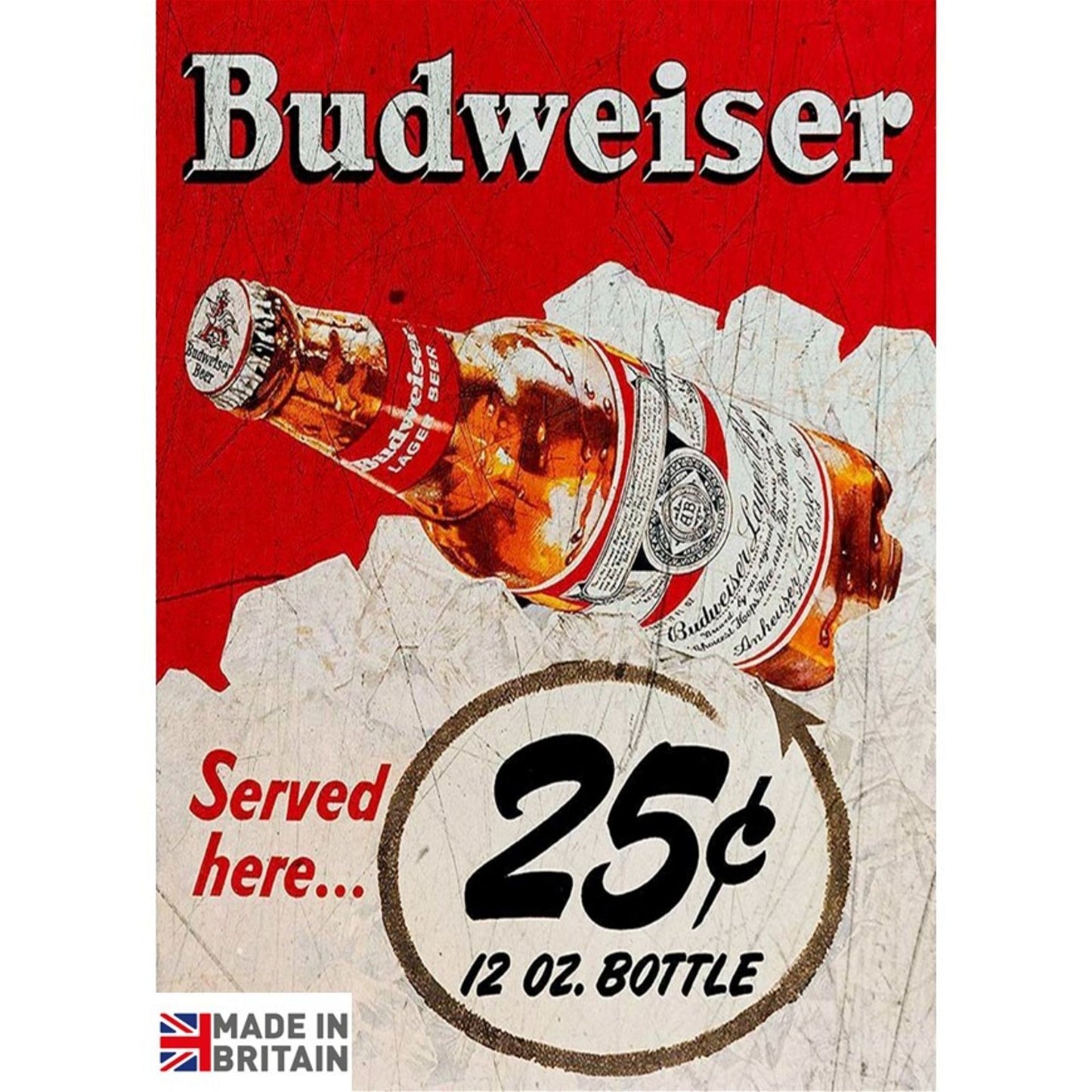 Large Metal Sign 60 x 49.5cm Budweiser Beer