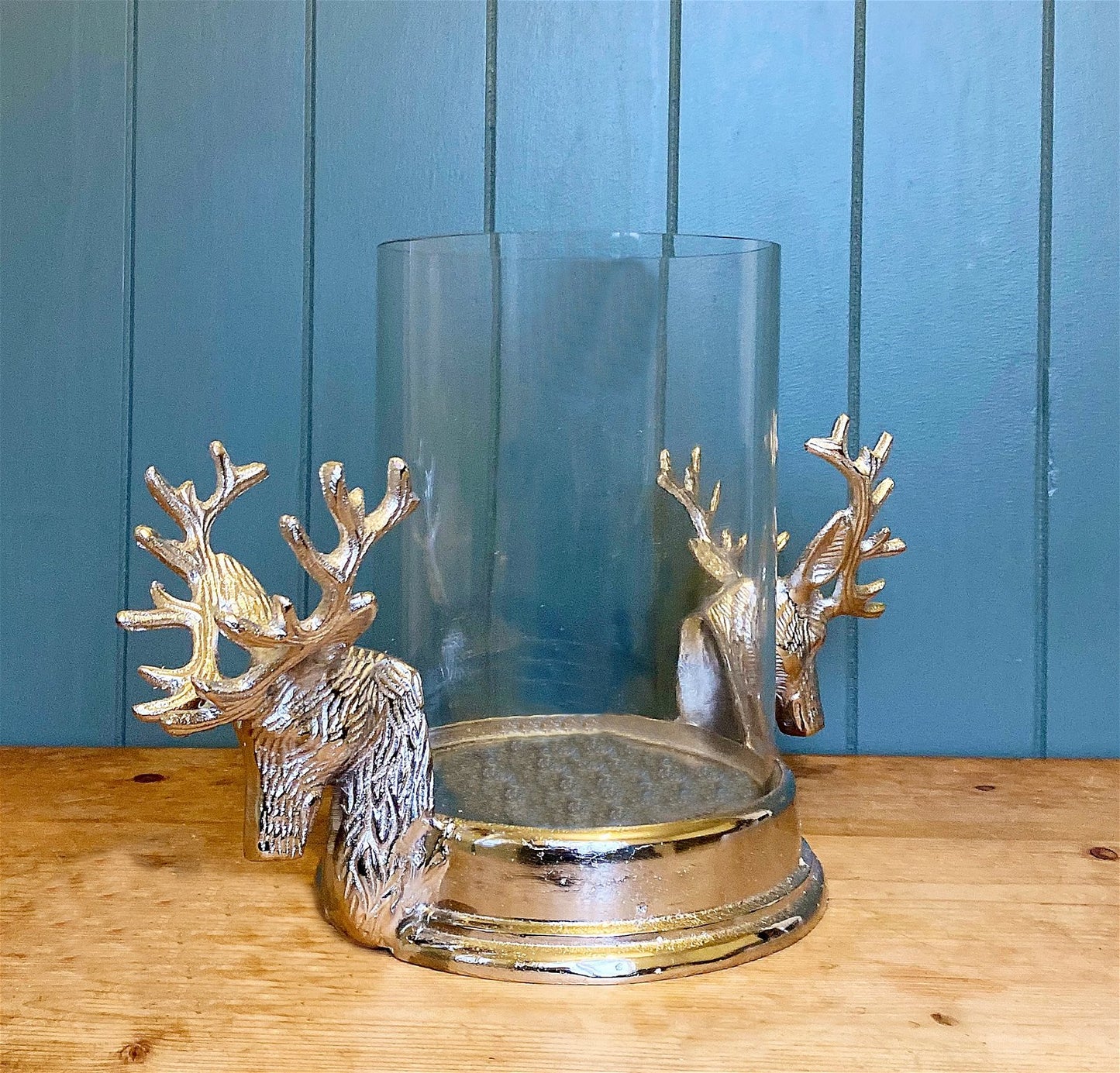 Stag Double Head Pillar Candle Holder, 36cm