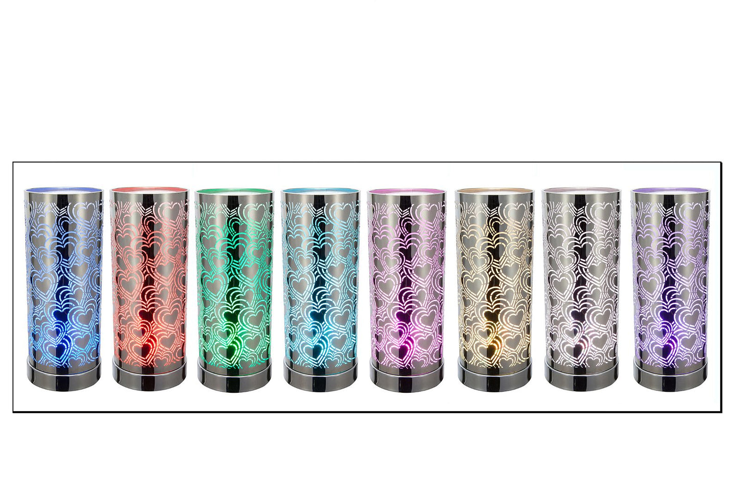 Heart Design Colour Changing LED Lamp & Aroma Diffuser in Silver