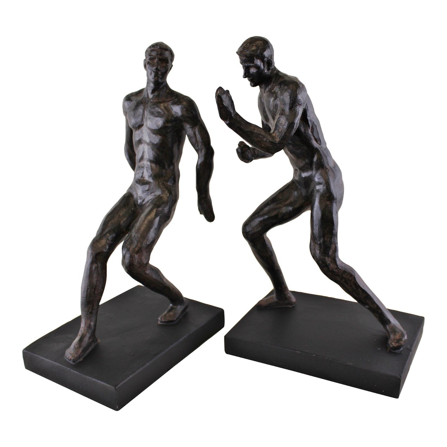 Bronzed Effect Male Statue Bookends, 2.2 Kg