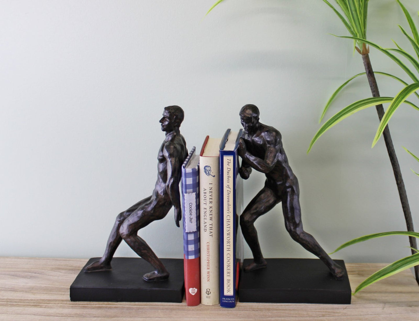 Bronzed Effect Male Statue Bookends, 2.2 Kg