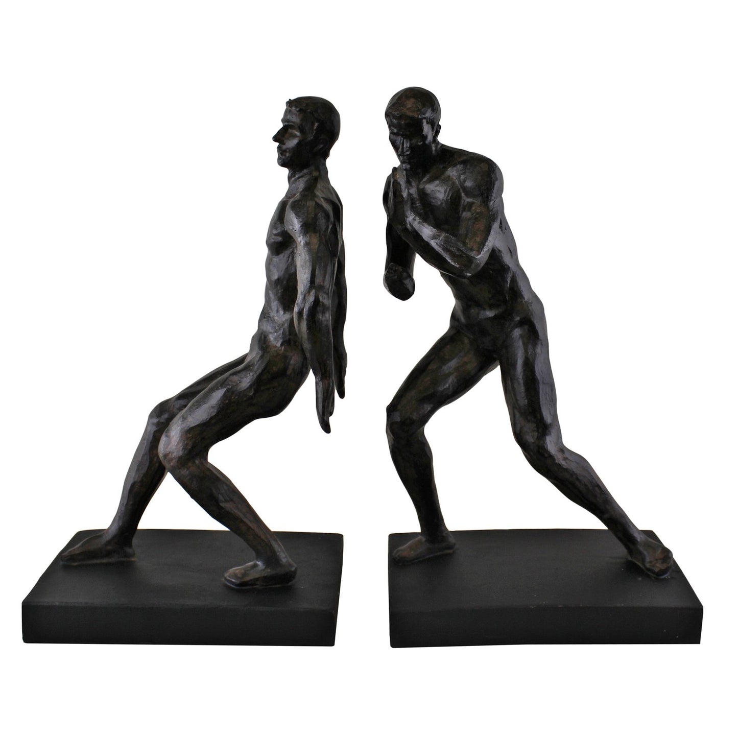 Bronzed Effect Male Statue Bookends, 2.2 Kg