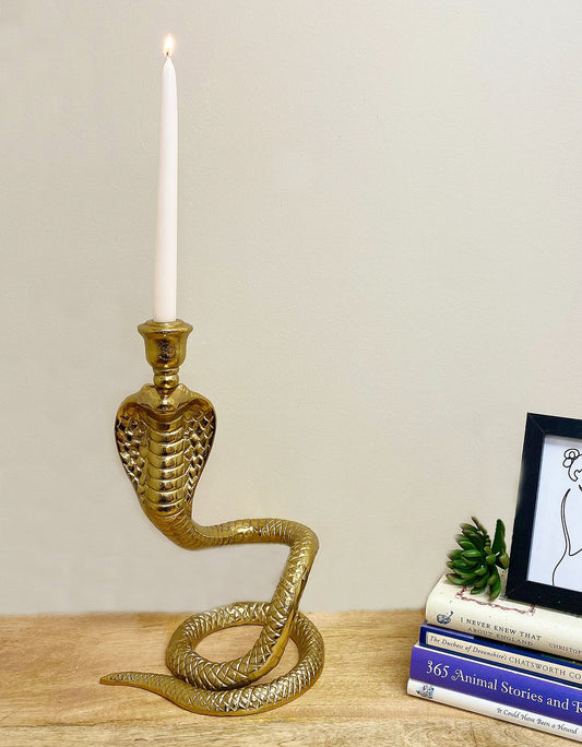 Large Gold Snake Candle Holder, 37cm