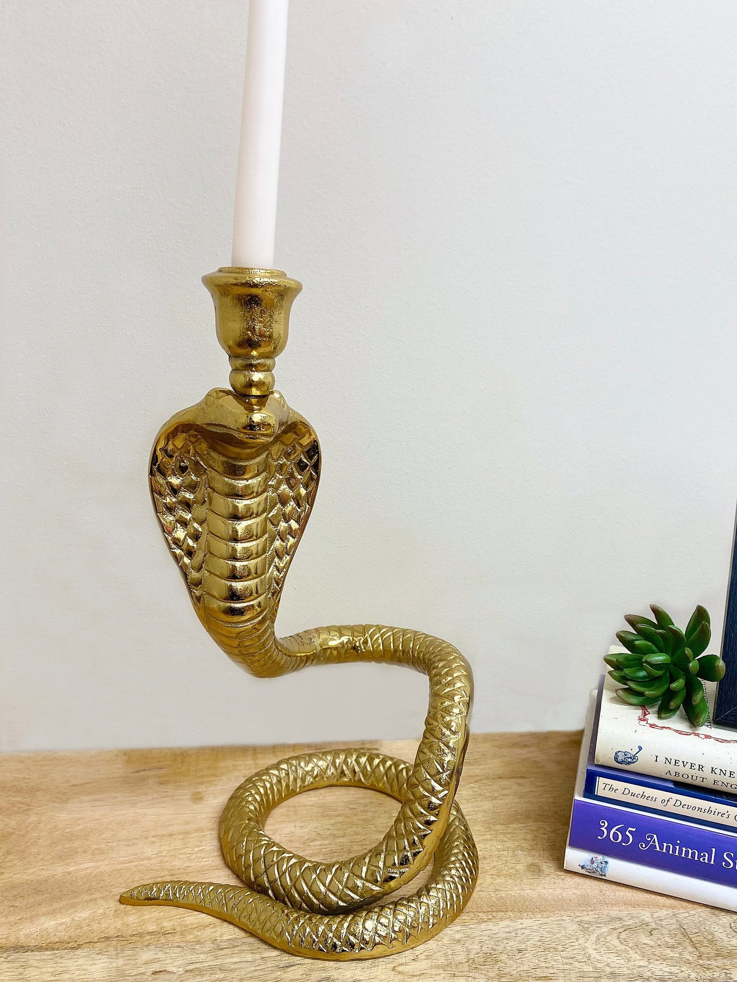 Large Gold Snake Candle Holder, 37cm