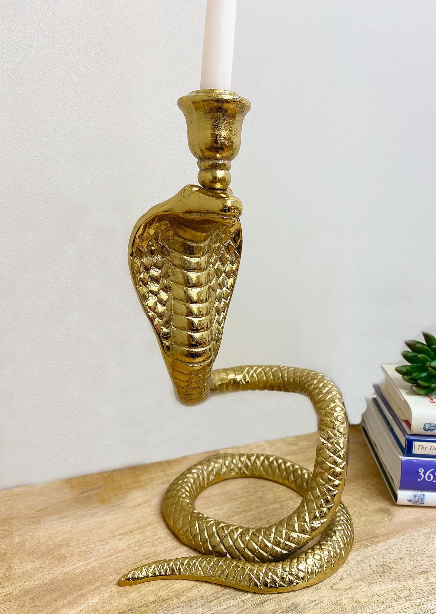 Large Gold Snake Candle Holder, 37cm