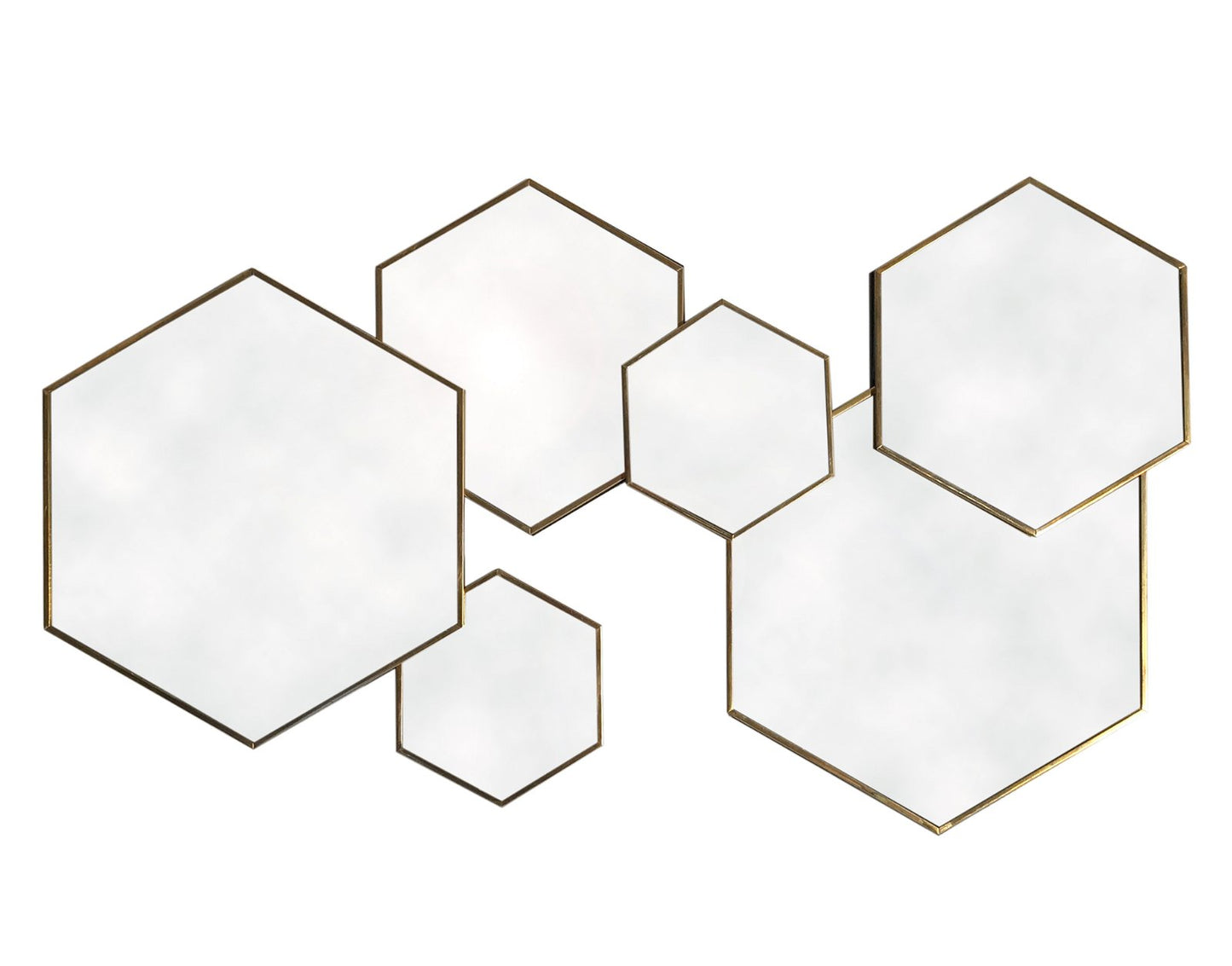 Gold Framed Multi Mirror - Hexagonal