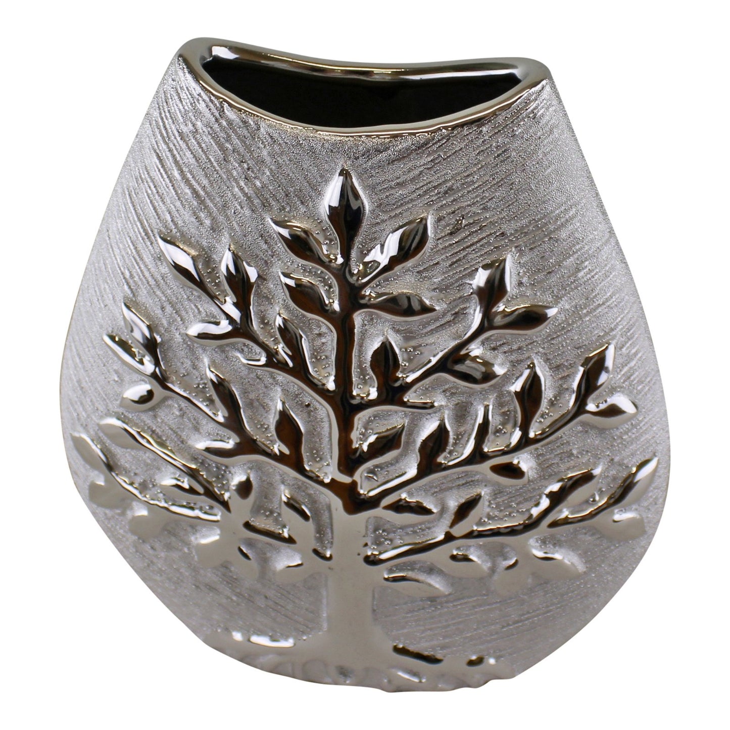 Ceramic Silver Tree Of Life Vase 20cm