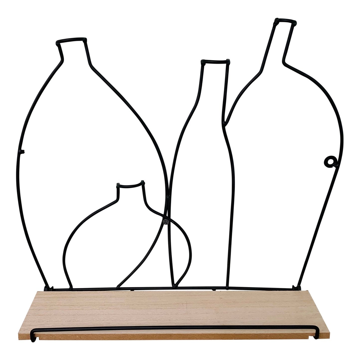 Wire Bottle Design Shelf with 4 Hooks